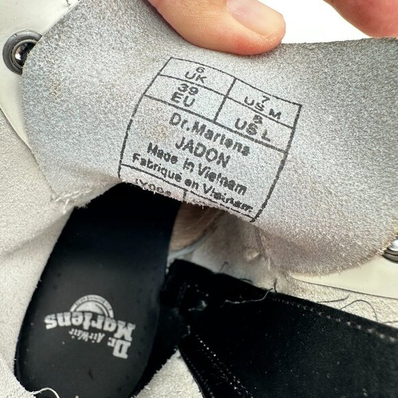 Dr. Martens Jadon Men Size 7 White Leather Yellow Stich 8 Hole Platform Boot - Picture 10 of 11